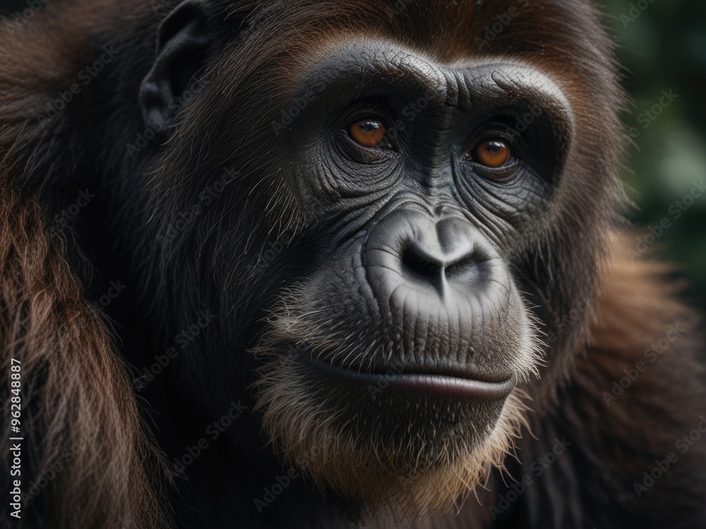 Ape over a blurred natural background Ape over a blurred natural background