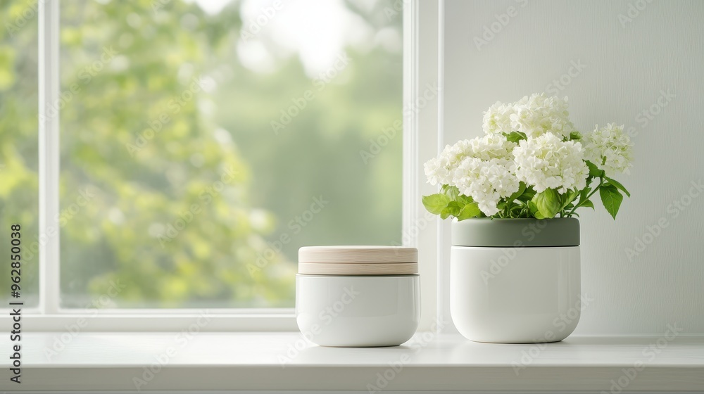 Elegant Home Decor with Eco Friendly Floral Arrangement on Window Sill Elegant Home Decor with Eco Friendly Floral Arrangement on Window Sill