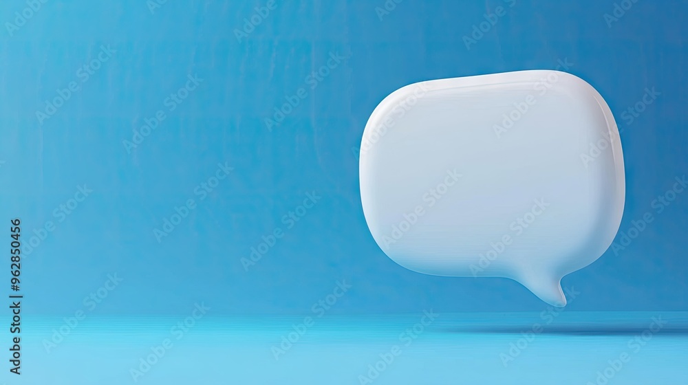 Clean 3D white speech bubble with a blue backdrop, symbolizing online chat, messaging, or customer support in a digital environment. Clean 3D white speech bubble with a blue backdrop, symbolizing online chat, messaging, or customer support in a digital environment.