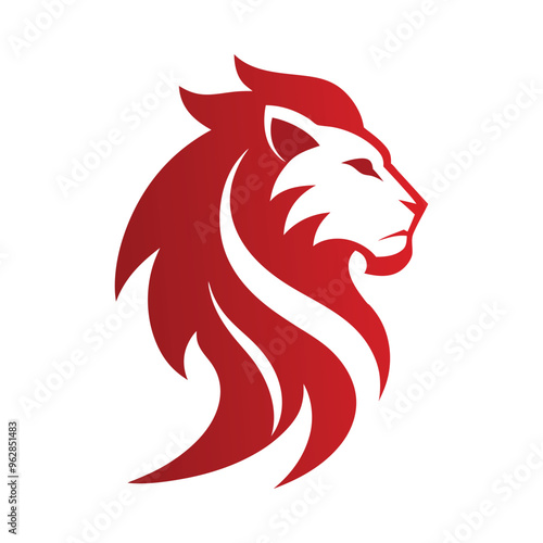 Wallpaper Mural Red lion logo with minimalist flowing mane and fierce expression on crimson background for corporate emblems Torontodigital.ca