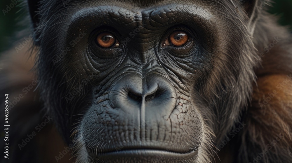 Ape over a blurred natural background Ape over a blurred natural background