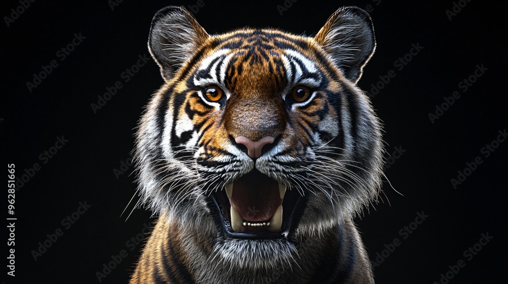 Fototapeta premium tiger with amazing effect on black background