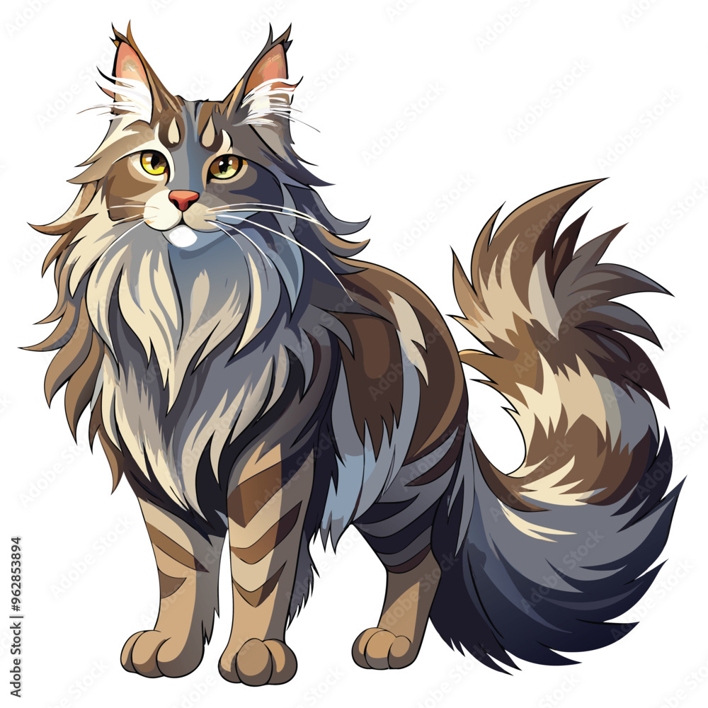 Fototapeta premium Vector Illustration of a Maine Coon Cat