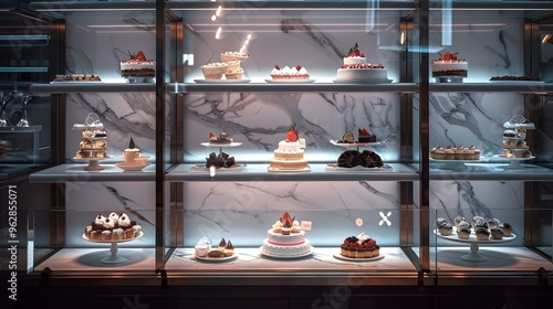 Wallpaper Mural Gourmet Cakes and Pastries Displayed in a Glass Showcase Torontodigital.ca