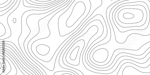 Abstract background with topographic contours map and black color geographic line map .white wave paper curved reliefs abstract background .vector illustration of topographic line contour map design .