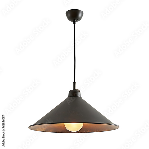Black Pendant Light with Conical Shade and Single Bulb