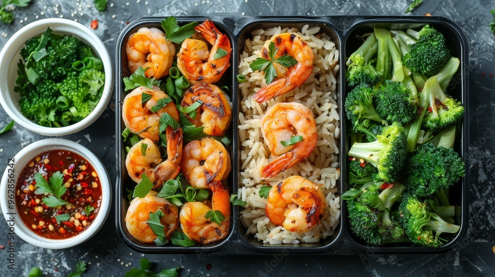 Grilled Shrimp with Brown Rice and Broccoli - Healthy Lunch Idea Grilled Shrimp with Brown Rice and Broccoli - Healthy Lunch Idea