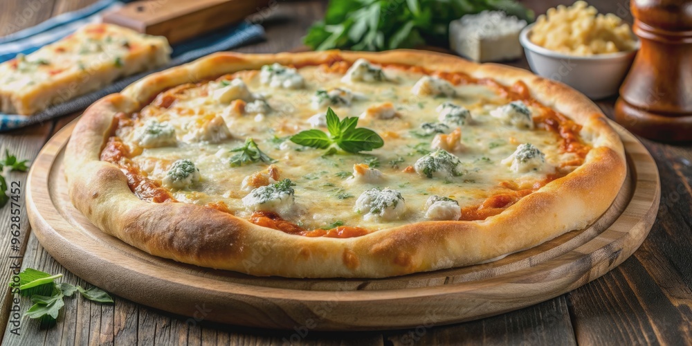 Delicious 4 cheese pizza topped with mozzarella, cheddar, parmesan, and gorgonzola, pizza, cheese, four, mozzarella, cheddar Delicious 4 cheese pizza topped with mozzarella, cheddar, parmesan, and gorgonzola, pizza, cheese, four, mozzarella, cheddar