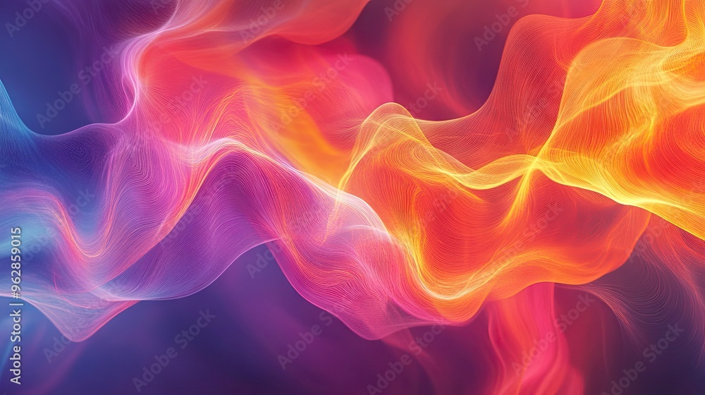 Fototapeta premium Vibrant, moving abstract background with colorful, flowing shapes creating a dynamic effect, ideal for design templates and creative projects.