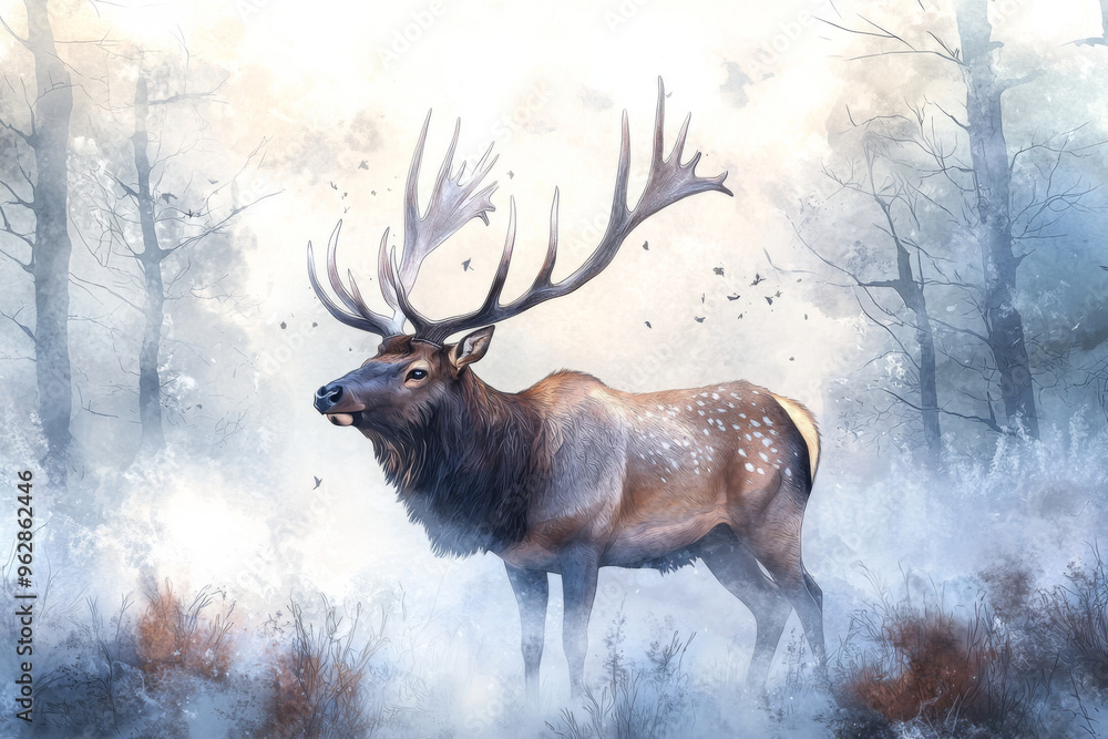 A majestic deer stands amidst a misty forest, evoking a sense of tranquility and connection with nature. A majestic deer stands amidst a misty forest, evoking a sense of tranquility and connection with nature.