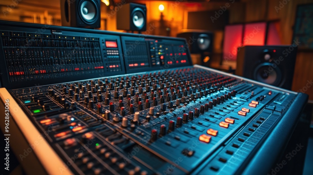 Audio Mixing Console in Recording Studio Audio Mixing Console in Recording Studio