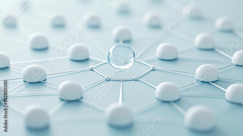 Business ecosystem visualized as growing concentric circles connected by digital networks, representing scalability and growth, expanding business models, futuristic concept