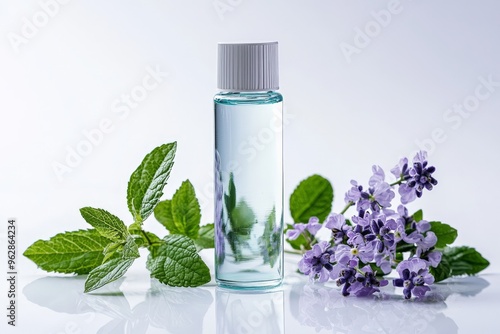 Facial toner on white background, refreshing and clean