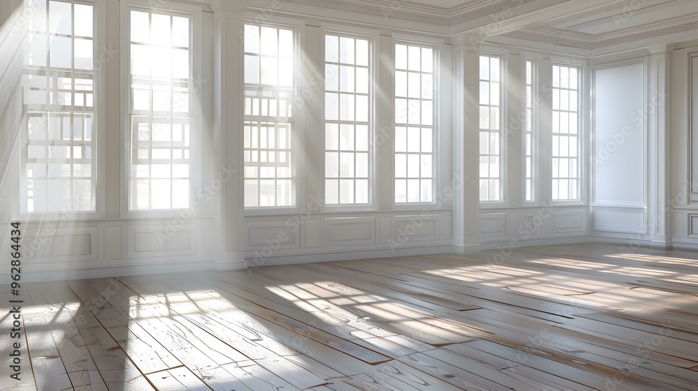Sunlight Streaming Through Windows in a Modern Interior Sunlight Streaming Through Windows in a Modern Interior