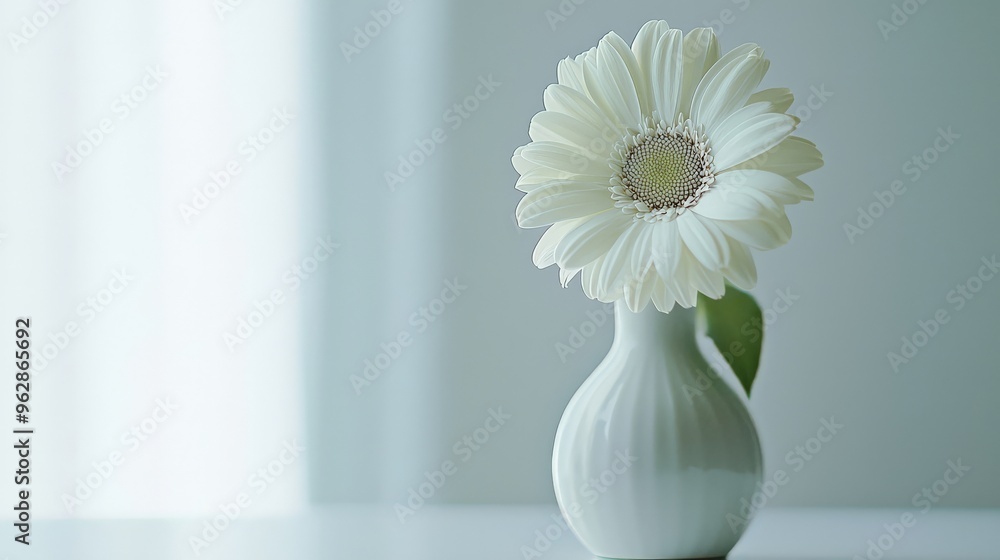 Flower in a vase on white background, elegant and simple Flower in a vase on white background, elegant and simple