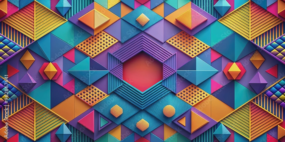 Futuristic geometric pattern with abstract shapes and vibrant colors, science fiction, wallpaper, background, abstract Futuristic geometric pattern with abstract shapes and vibrant colors, science fiction, wallpaper, background, abstract