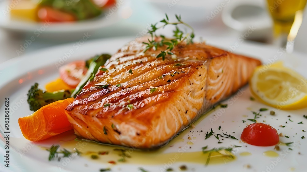 Grilled Salmon with Roasted Vegetables and Lemon Grilled Salmon with Roasted Vegetables and Lemon