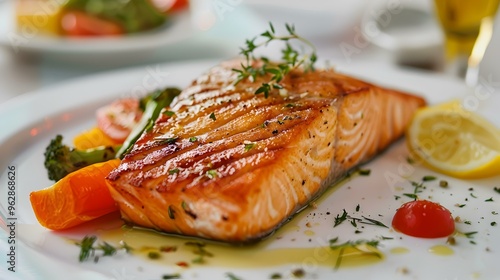 Grilled Salmon with Roasted Vegetables and Lemon