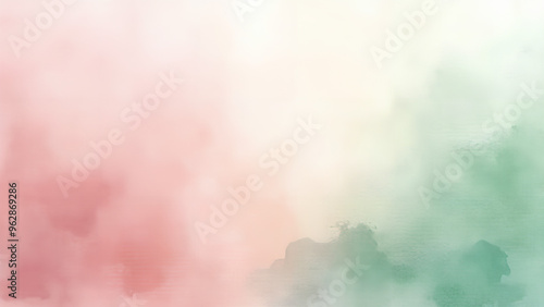 Watercolor Mist Gradient Background with Pink and Green Hues Texture Header Design