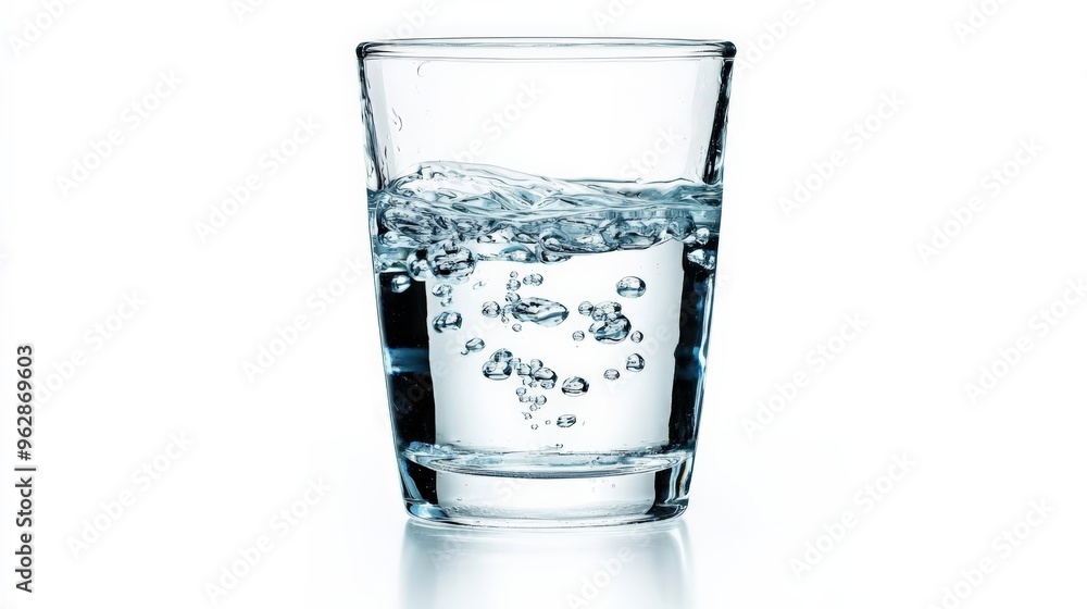 Glass of water isolated on a white background, sharp focus Glass of water isolated on a white background, sharp focus