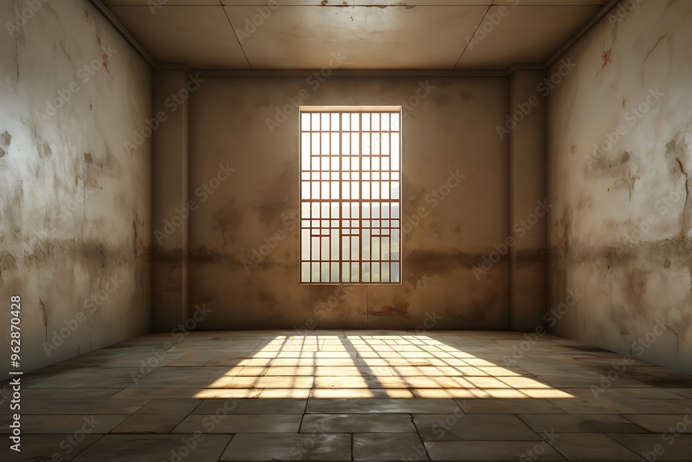 Light from the window in the old room. 3D rendering. Light from the window in the old room. 3D rendering.