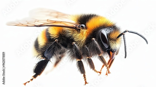 A close up of a Bumble-bee white background 