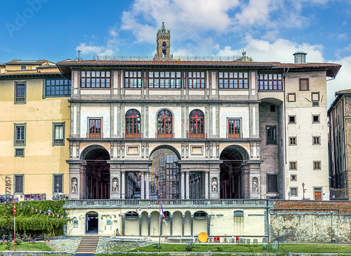 Wallpaper Mural The Uffizi Gallery in medieval Florence showcasing Renaissance architecture and cultural heritage Torontodigital.ca