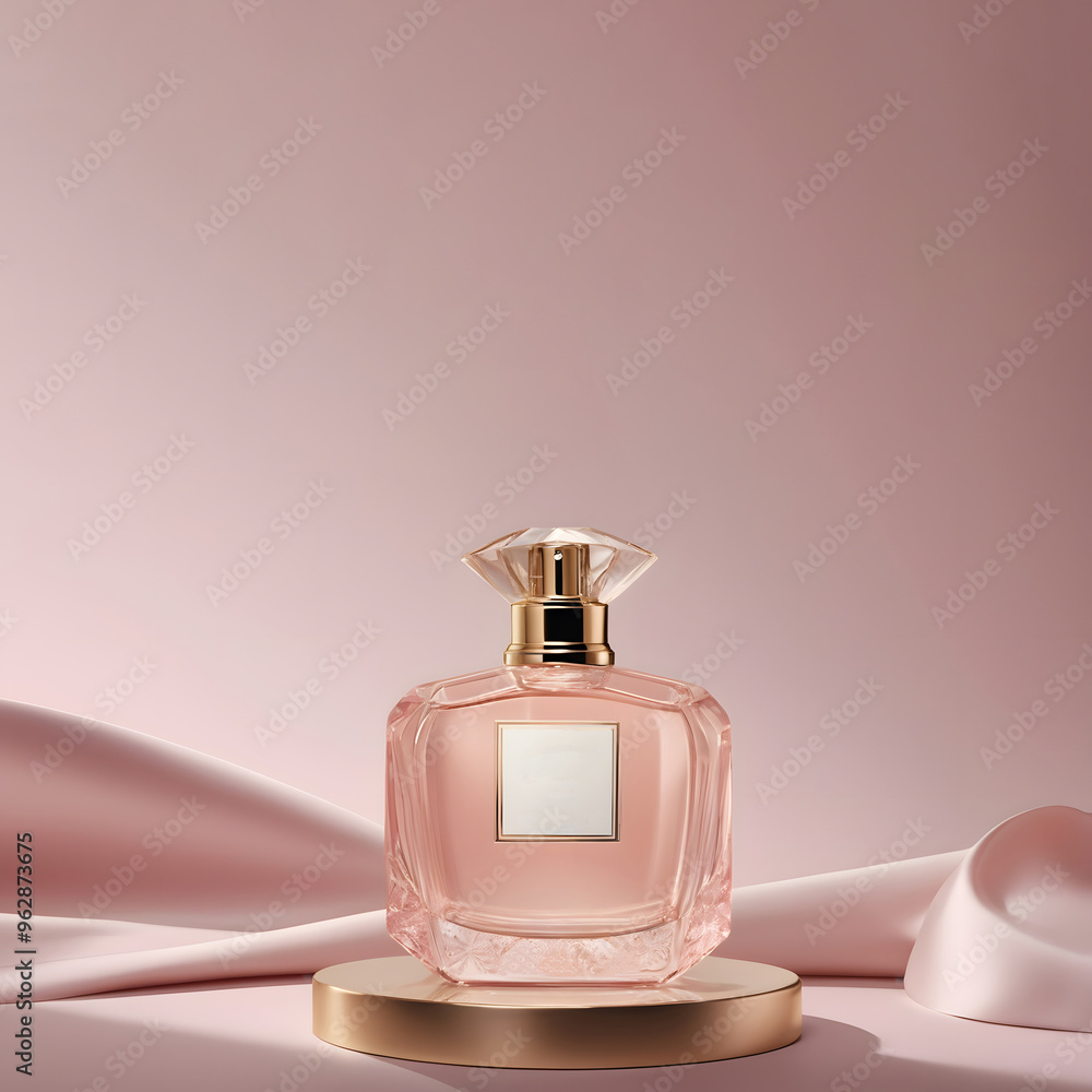 Perfume bottle on pink background Perfume bottle on pink background