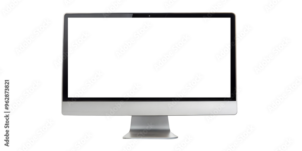 Modern Computer Monitor Mockup with white screen cut out. isolated on transparent background. Copy space. Modern Computer Monitor Mockup with white screen cut out. isolated on transparent background. Copy space.