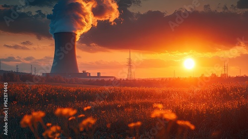 A modern nuclear producing clean energy for a green future photo