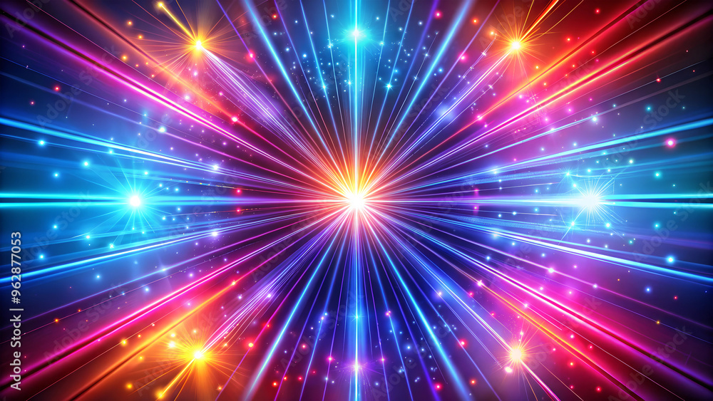 Naklejka premium Abstract neon background with rays.