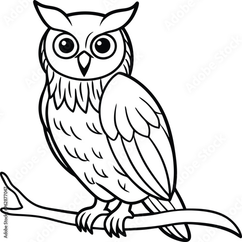 Owl line art vector illustration simple owl outline sketch