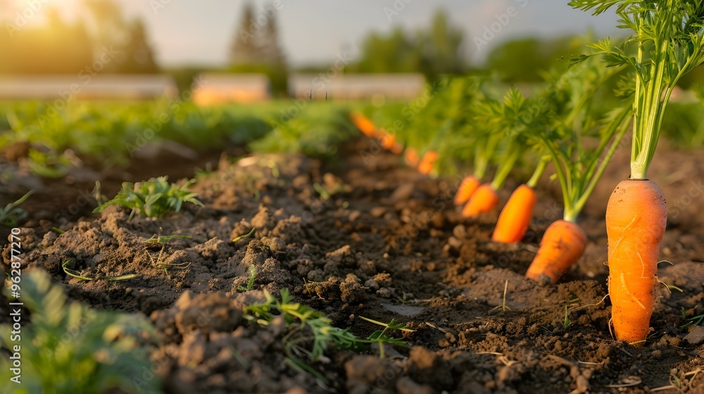 Close Up of Fresh Carrots Growing in a Garden Close Up of Fresh Carrots Growing in a Garden