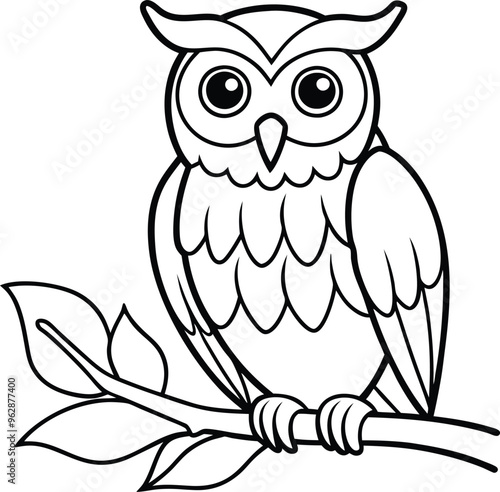 Owl line art vector illustration owl sketch in black and white