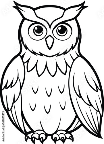 Owl line art vector illustration owl face drawn with lines