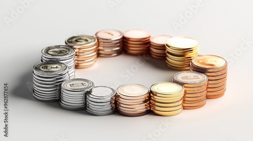 Cryptocurrency Coins Stacked in Circle