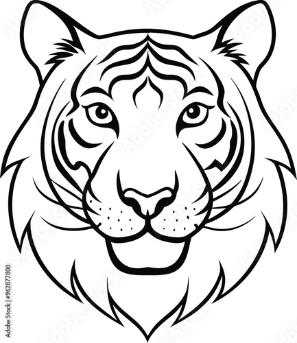 High-quality tiger head icon vector illustration in minimalist style photo