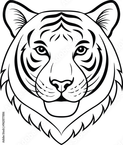 Sleek tiger head icon vector illustration with abstract features photo