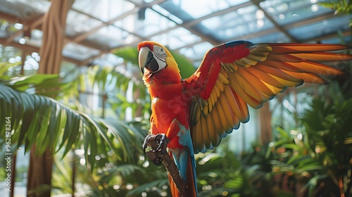 Vibrant Macaw Parrot in Tropical Rainforest Setting photo