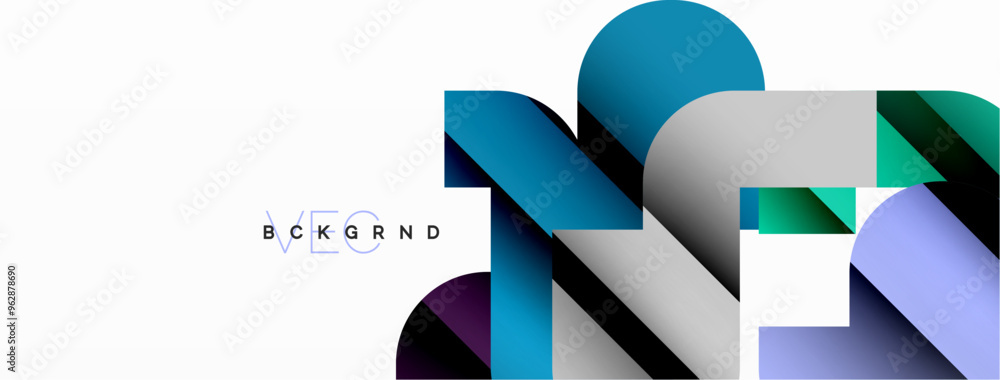 Colorful curve geometric shapes on white Colorful curve geometric shapes on white