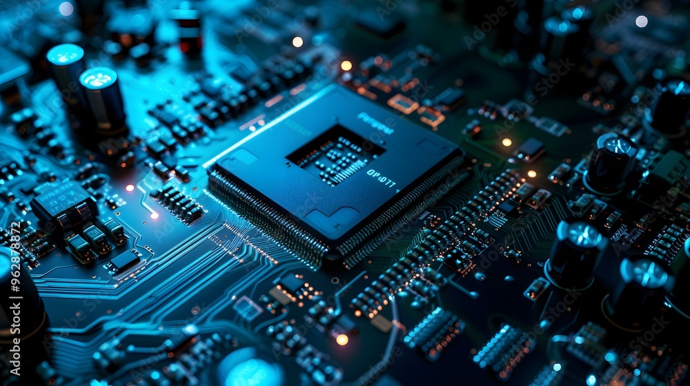 Close-up of a Computer Chip on a Circuit Board Close-up of a Computer Chip on a Circuit Board