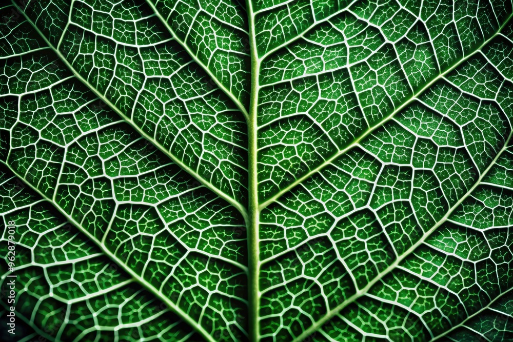 Obraz premium hauntingly beautiful abstract macro of green leaf veins and textures in stunning black and white with shallow depth of field