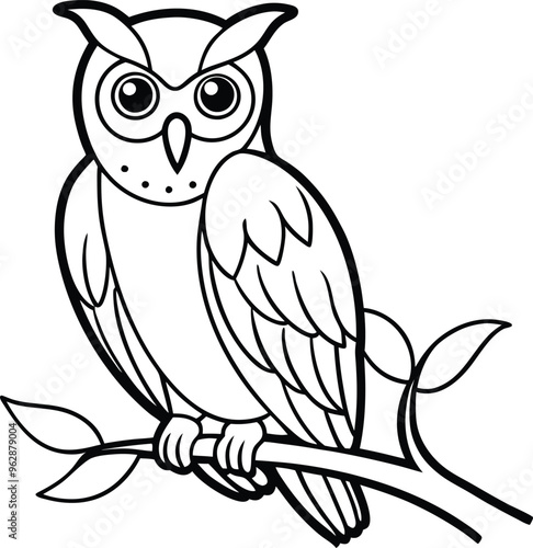 Owl line art vector illustration detailed owl face sketch