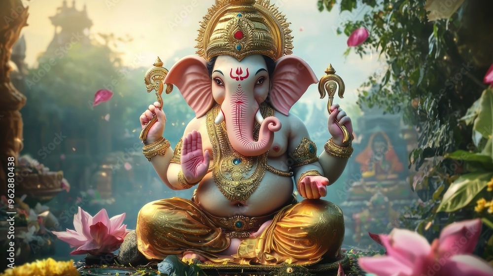 Fototapeta premium Ganesha, Ganesha celebration, Incense, Modak and Modak sweets