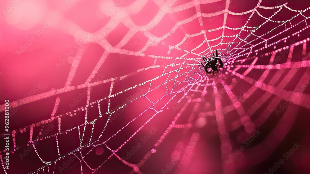 Bright pink background with cute spider web designs Bright pink background with cute spider web designs
