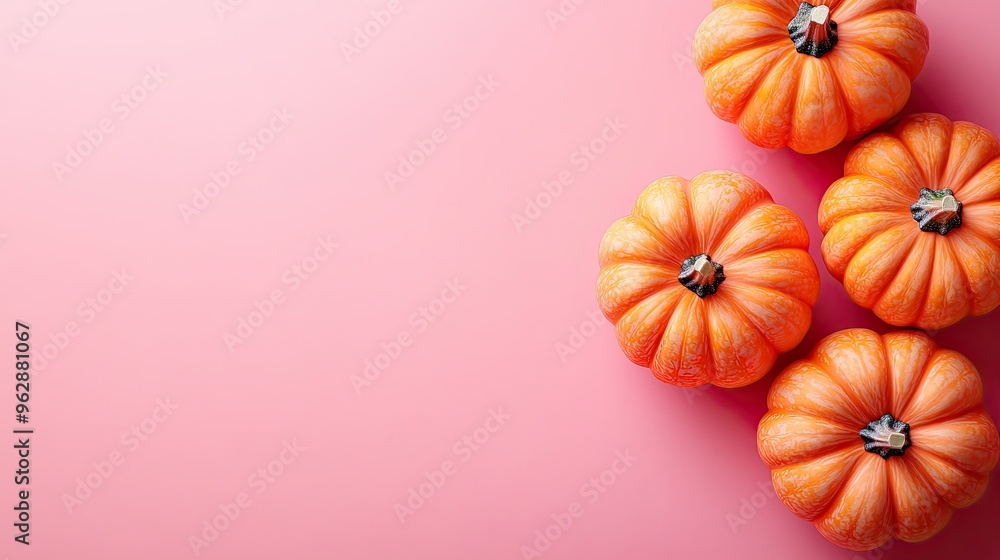 Bright pink background with playful pumpkin designs Bright pink background with playful pumpkin designs