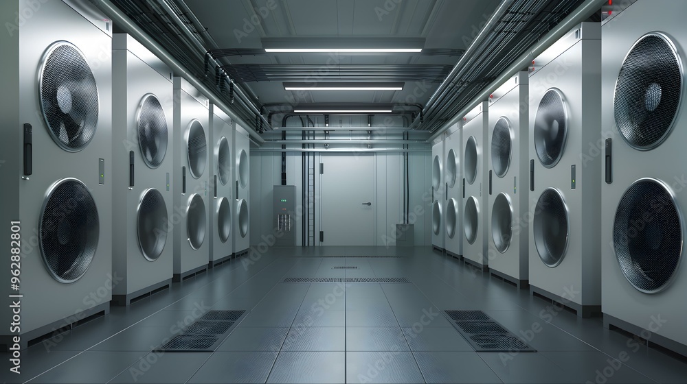 Modern Server Room with Air Conditioning Units Modern Server Room with Air Conditioning Units