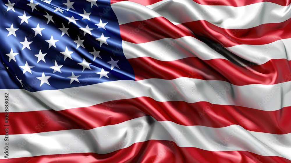 The American flag is shown with a silky texture The American flag is shown with a silky texture