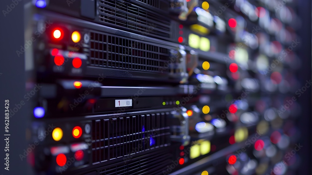 Server Rack Close Up Data Center Technology Server Rack Close Up Data Center Technology