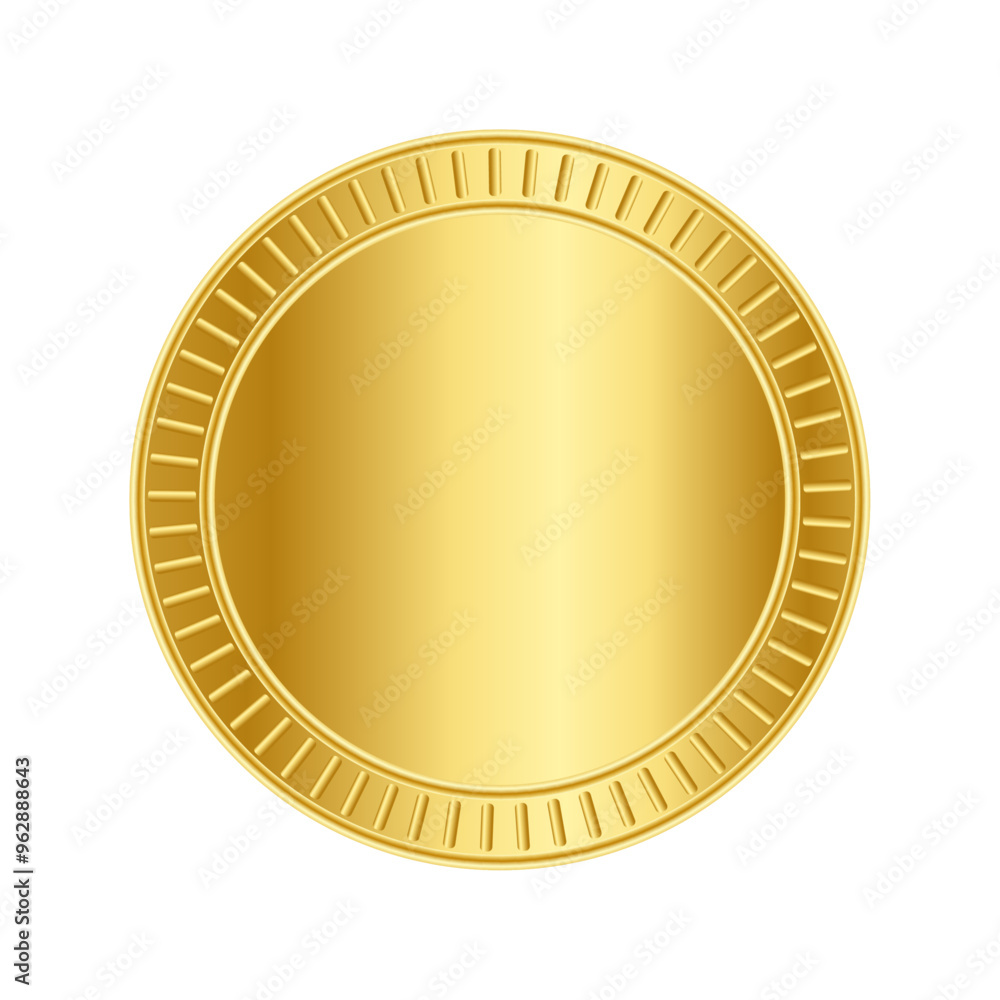 Round disc with gold edges, for a coin or medal, empty inside Round disc with gold edges, for a coin or medal, empty inside